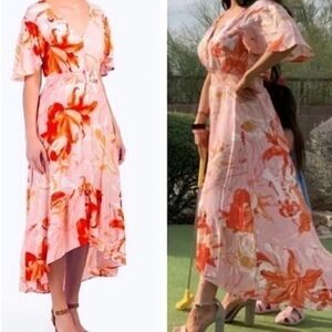 Abel the Label Flower Bomb ShirtDress Orange Pink
Floral Anthropologie Smocked m